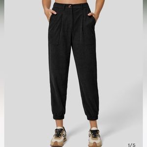 Mid Rise Button Zipper Multiple Pockets Corduroy Casual Joggers